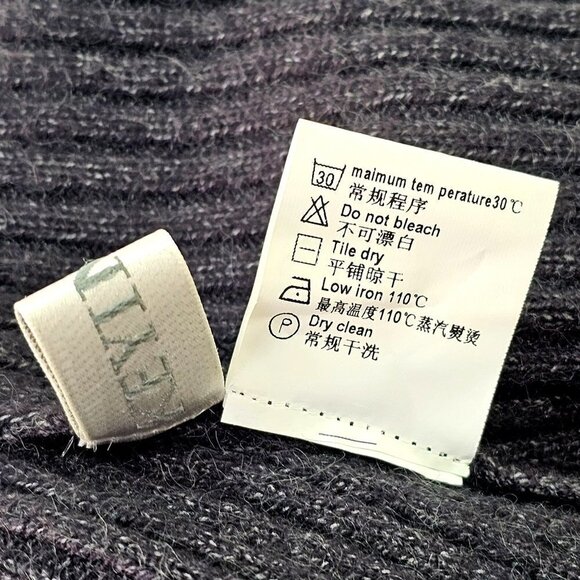 Keyingyi Cashmere Blnd Rib Knit Poncho Sweater High Neck Womens OS Charcoal Gray - Picture 7 of 7